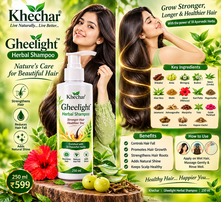 KHECHAR Gheelight Herbal Shampoo – 18 Powerful Herbs